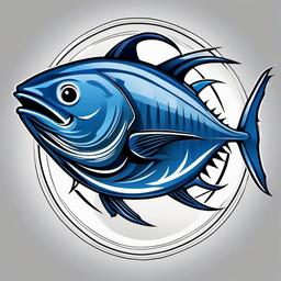 Bluefin Tuna Tattoo-Bold and dynamic tattoo featuring a bluefin tuna, capturing the strength and agility of this iconic fish.  simple color vector tattoo