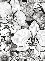 Floral Orchids - Exotic blooms with intricate designs.  outling,coloring pages,black and white