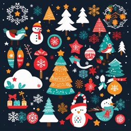 Winter Festival clipart - Festive winter celebration, ,vector color clipart,minimal