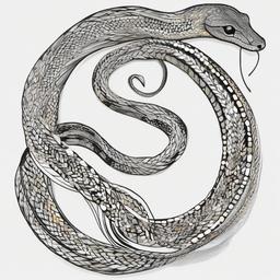 drawing of a snake with jewels  minimal rough sketch scribbles,doodles,black and white