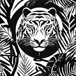 Abstract black panther ink. Minimalist jungle spirit.  minimalist black white tattoo style