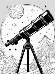 Telescope Tattoo - A telescope tattoo exploring the universe  few color tattoo design, simple line art, design clean white background