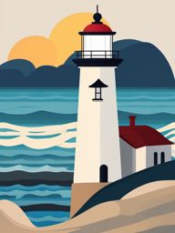 Lighthouse by the Sea Emoji Sticker - Guiding light on the coastal horizon, , sticker vector art, minimalist design