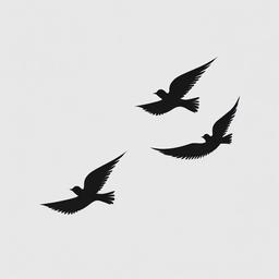 Tattoo 3 Little Birds - Three small birds flying  minimalist tattoo design, white background