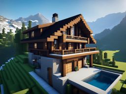 mountain chalet overlooking a snowy valley - minecraft house design ideas minecraft block style