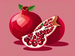 Pomegranate Cut Open Clipart - Pomegranate cut open to reveal its seeds.  color vector clipart, minimal style