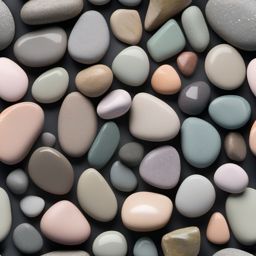 Garden stones with a polished finish and muted pastel tones top view, product photoshoot realistic background, hyper detail, high resolution