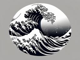 Great Wave Tattoos - Showcase the iconic and powerful imagery of the great wave in your tattoo.  simple vector color tattoo,minimal,white background