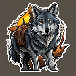 Wolf cartoon - pack-hunting, howling predator  cartoon sticker style