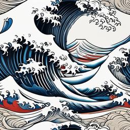 japanese wave tattoo design  simple color tattoo,white background,minimal