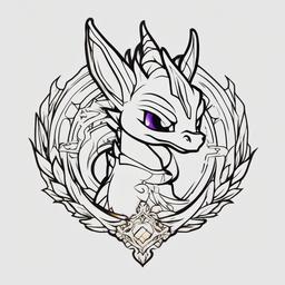 Spyro Tattoo Ideas - Tattoo ideas inspired by the character Spyro the Dragon.  simple color tattoo,minimalist,white background