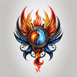 fire and air tattoo  simple color tattoo,white background