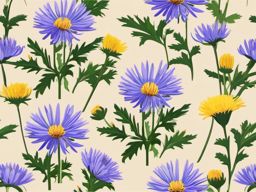 Alpine Aster Clip Art - Aster flowers found in alpine regions,  color vector clipart, minimal style