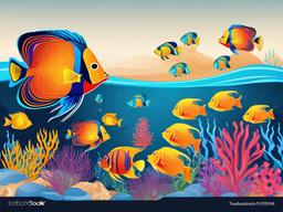 Fish clipart - tropical fish in a coral reef  