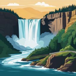 Niagara Falls clipart - Majestic waterfall at the US-Canada border, ,color clipart vector style