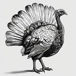 drawing of a turkey in the wild  minimal rough sketch scribbles,doodles,black and white