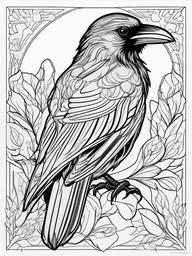 Raven Coloring Pages - Large Black Mysterious Bird  minimal black outline printable sheet, coloring page