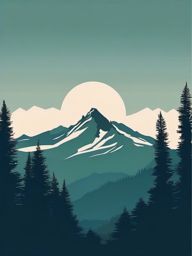 Mountain Clipart - A majestic mountain in the wilderness.  color clipart, minimalist, vector art, 
