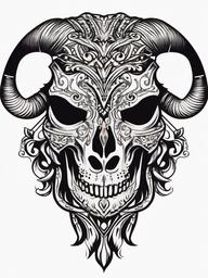 taurus skull tattoo  simple vector color tattoo