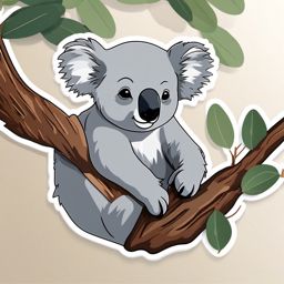 Australian Koala Sticker - A sleepy Australian koala in a eucalyptus tree, ,vector color sticker art,minimal