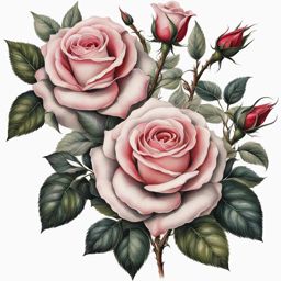 Rose with stem tattoo, Tattoos featuring roses with detailed stems.  color, tattoo patterns, white clean background