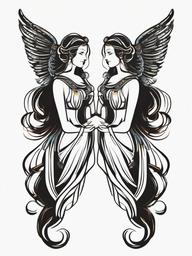 gemini and virgo tattoo  simple vector color tattoo