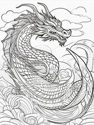 Dragon Dance Coloring Pages - Celebration with Dragons in Motion  minimal black outline printable sheet, coloring page