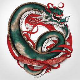 Japanese serpent tattoo, Tattoos inspired by Japanese culture featuring serpents. colors, tattoo patterns, clean white background