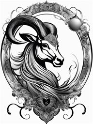 capricorn tattoo black and white design 