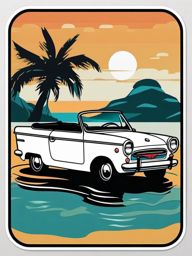 Amphibious Amphicar Sticker - Land and water hybrid, ,vector color sticker art,minimal