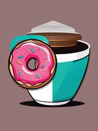 Coffee cup and donut icon - Coffee cup and donut icon for cafe treats,  color clipart, vector art