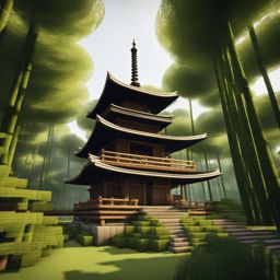 japanese pagoda in a tranquil bamboo forest - minecraft house design ideas 