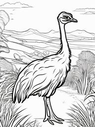 Ostrich Coloring Pages - World's Largest Flightless Bird  minimal black outline printable sheet, coloring page