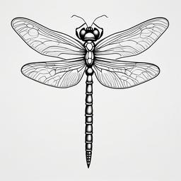 Dragon Fly Tattoo Outline - Tattoo featuring a dragonfly design with emphasized outlines.  simple color tattoo,minimalist,white background