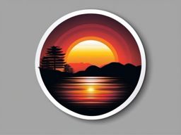 Sunrise Sticker - The sun rising over the horizon, ,vector color sticker art,minimal