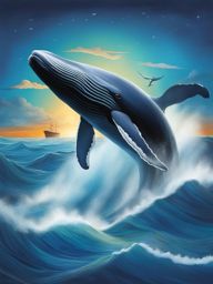 whale's journey - create an artwork depicting a majestic whale's journey through the ocean depths. 