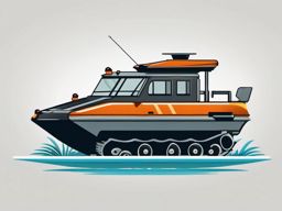 Amphibious Vehicle Clipart - An amphibious vehicle designed for land and water.  color vector clipart, minimal style