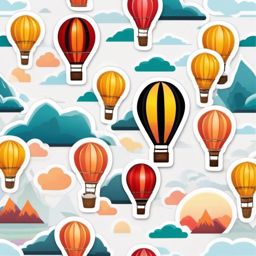 Hot Air Balloon Emoji Sticker - Floating above scenic landscapes, , sticker vector art, minimalist design