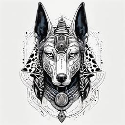 Black polka style Anubis   ,tattoo design, white background