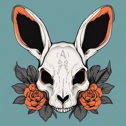 rabbit skull tattoo  minimalist color tattoo, vector
