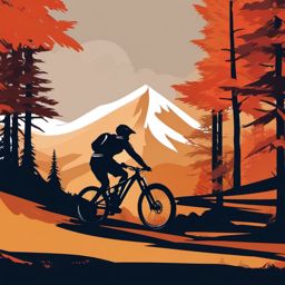 Mountain Biker's Rush clipart - Rushing down a mountain trail, ,vector color clipart,minimal