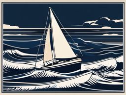 Sailboat Clipart - A sailboat sailing the ocean waves.  color clipart, minimalist, vector art, 