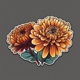 Chrysanthemum Sticker - Embrace the autumnal beauty of chrysanthemums, symbolizing joy and optimism, , sticker vector art, minimalist design