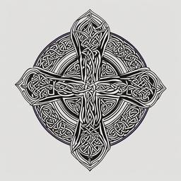 cross tattoo celtic  simple color tattoo,minimal,white background