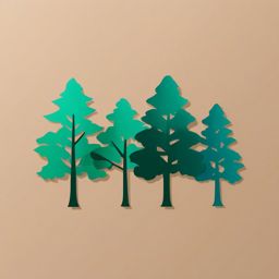 Tree Trio Sticker - Three different tree silhouettes, ,vector color sticker art,minimal