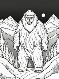 Yeti Coloring Pages - Abominable Snowman of the Mountains  minimal black outline printable sheet, coloring page