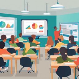 Virtual Classroom for E-Learning clipart - Virtual classroom and e-learning, ,vector color clipart,minimal