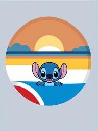 Stitch clipart - Stitch with a beach ball at the ocean  color,minimalist,vector clipart