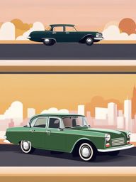 Sedan Clipart - A classic sedan for everyday commuting.  color vector clipart, minimal style