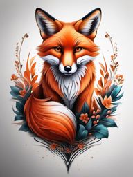 Fox tattoo, Sly fox tattoo, embodying cleverness and adaptability. , tattoo color art, clean white background